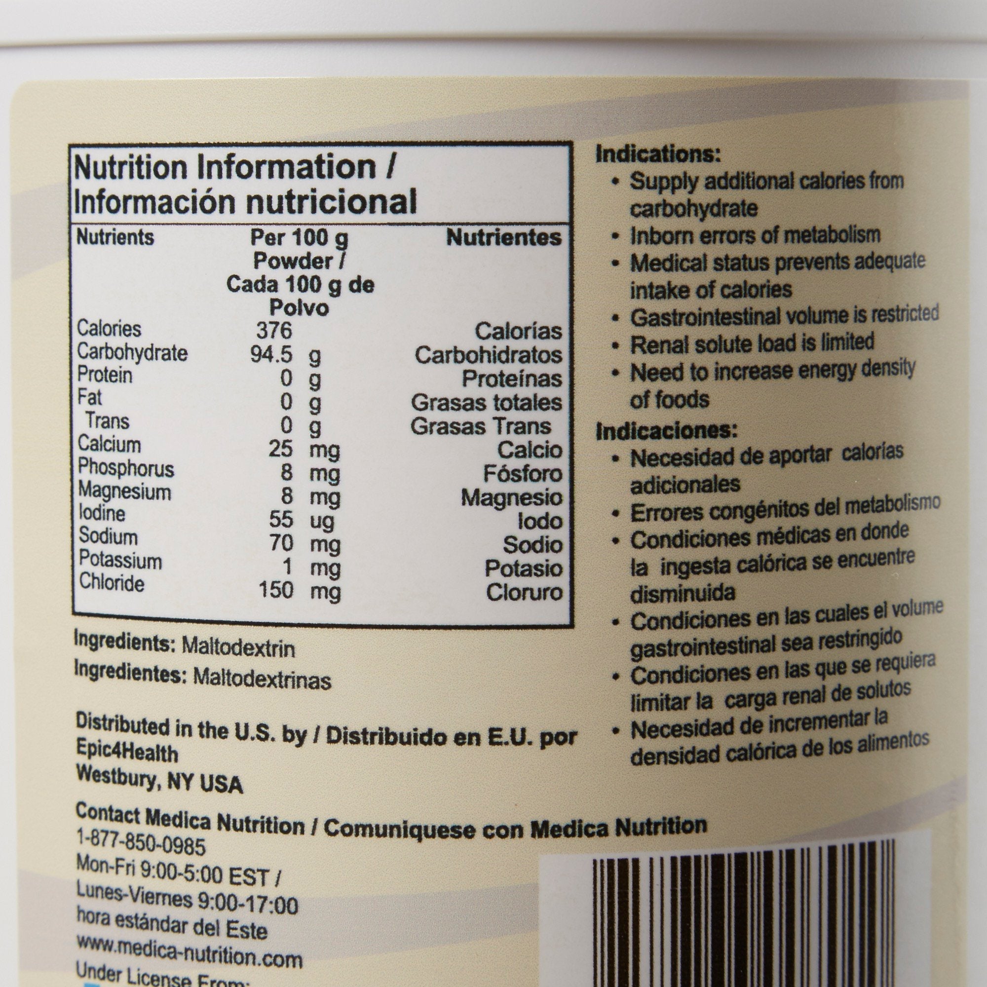 SolCarb® Soluble Form of Powdered Carbohydrate, 454 Gram Jar (1 Unit)
