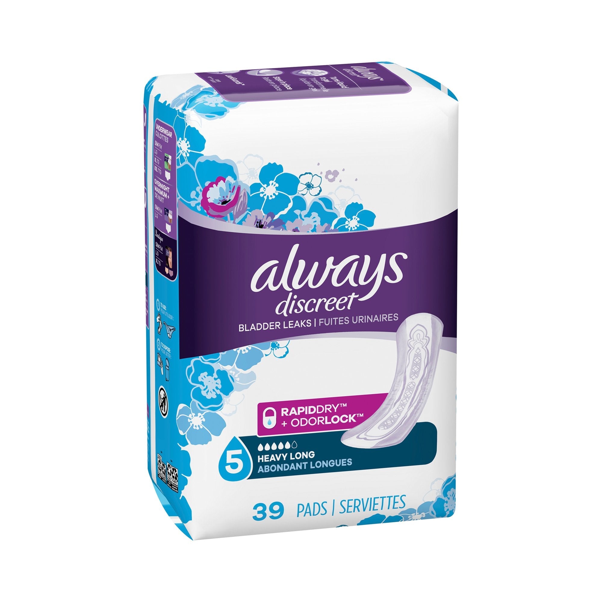 Always® Discreet Maximum Incontinence Liner, Long Length (39 Units)
