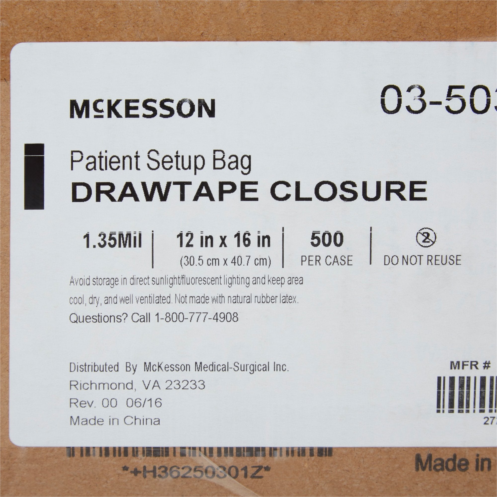 McKesson PULL-TITE™ Patient Set-Up Bag (500 Units)