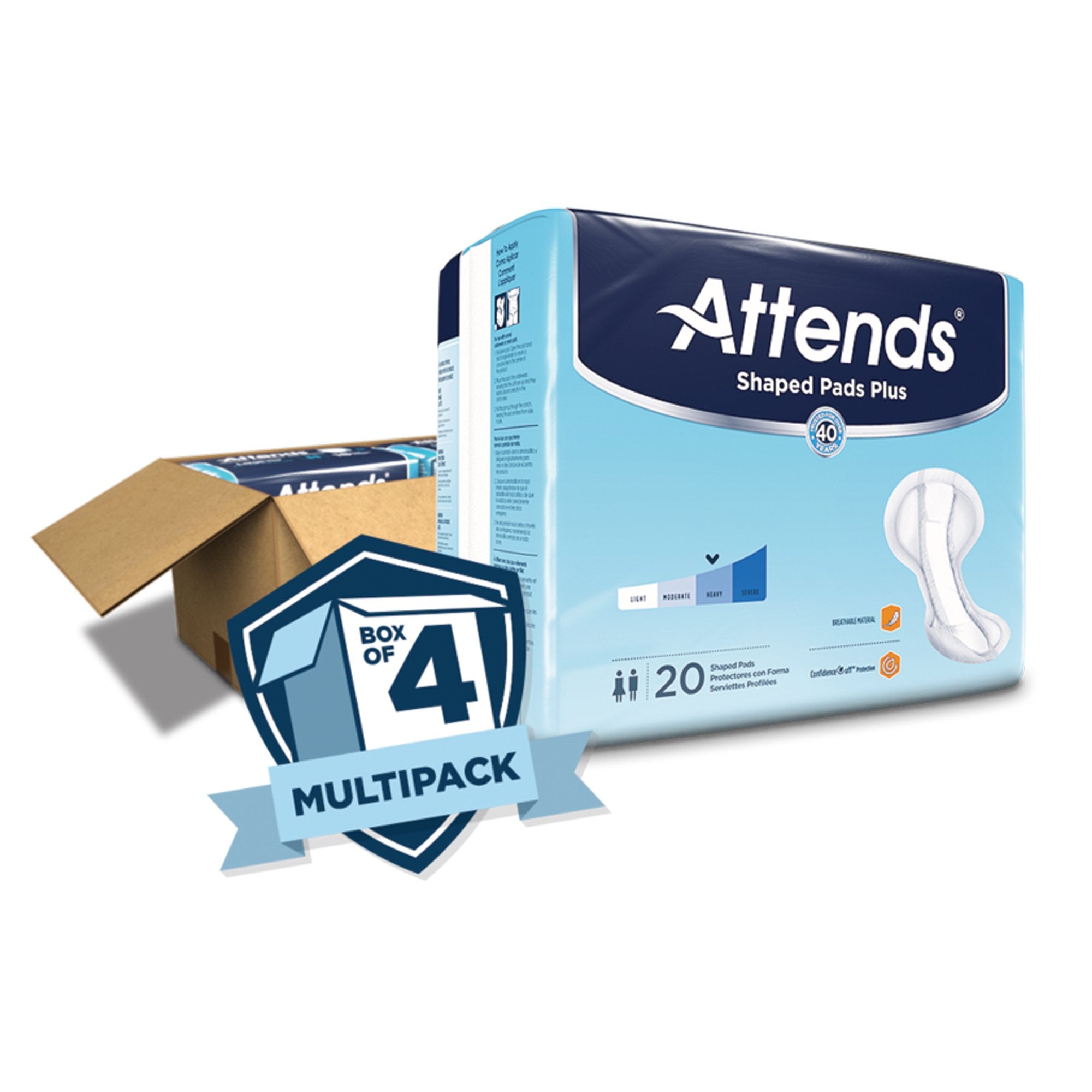 Attends® Shaped Pads Plus (20 Units)