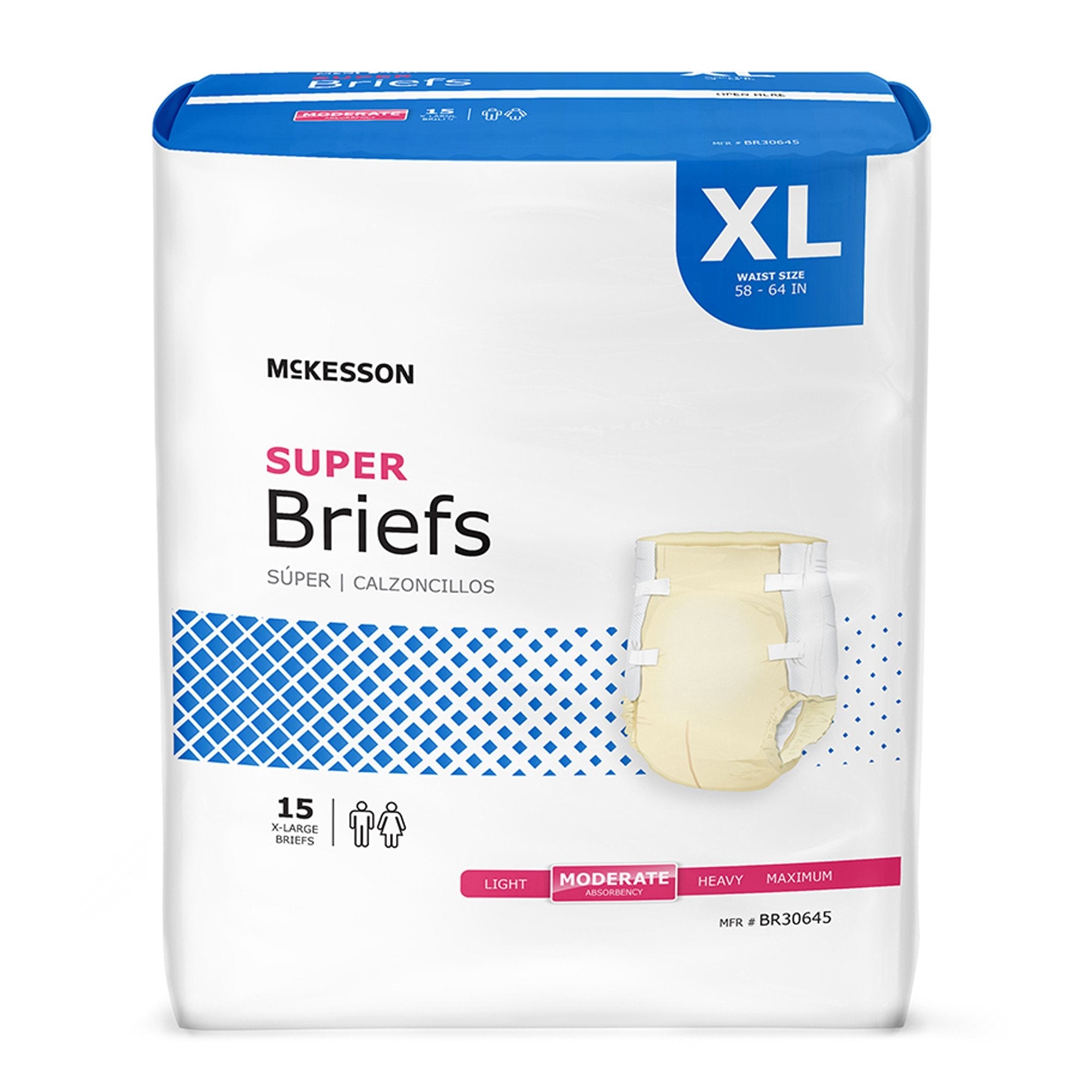 McKesson Super Moderate Absorbency Incontinence Brief, Extra Large (15 Units)
