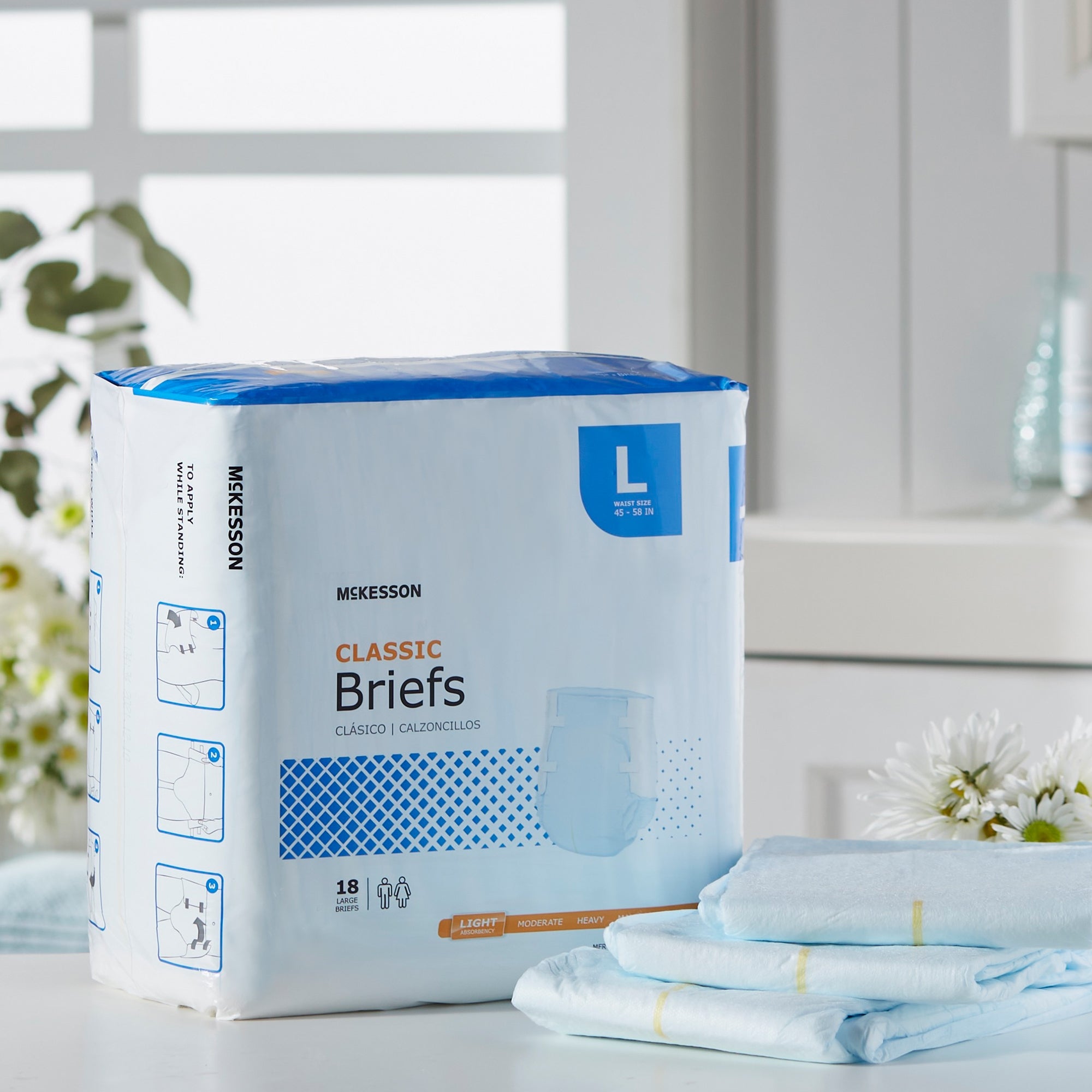 McKesson Classic Large Incontinence Briefs - Light Absorbency (18-Pack)