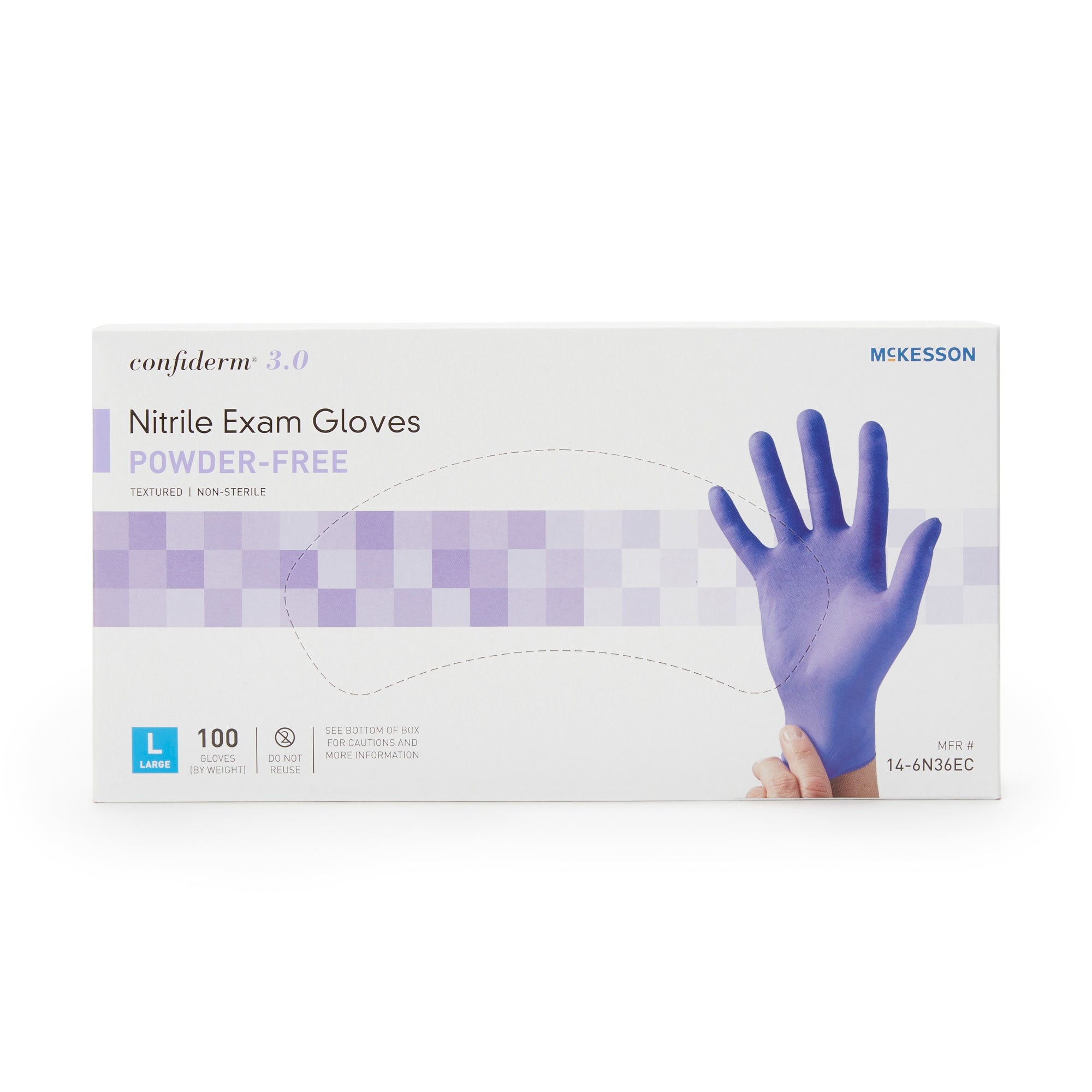 McKesson Confiderm® 3.0 Nitrile Exam Gloves, Large, Blue - 100 Pack