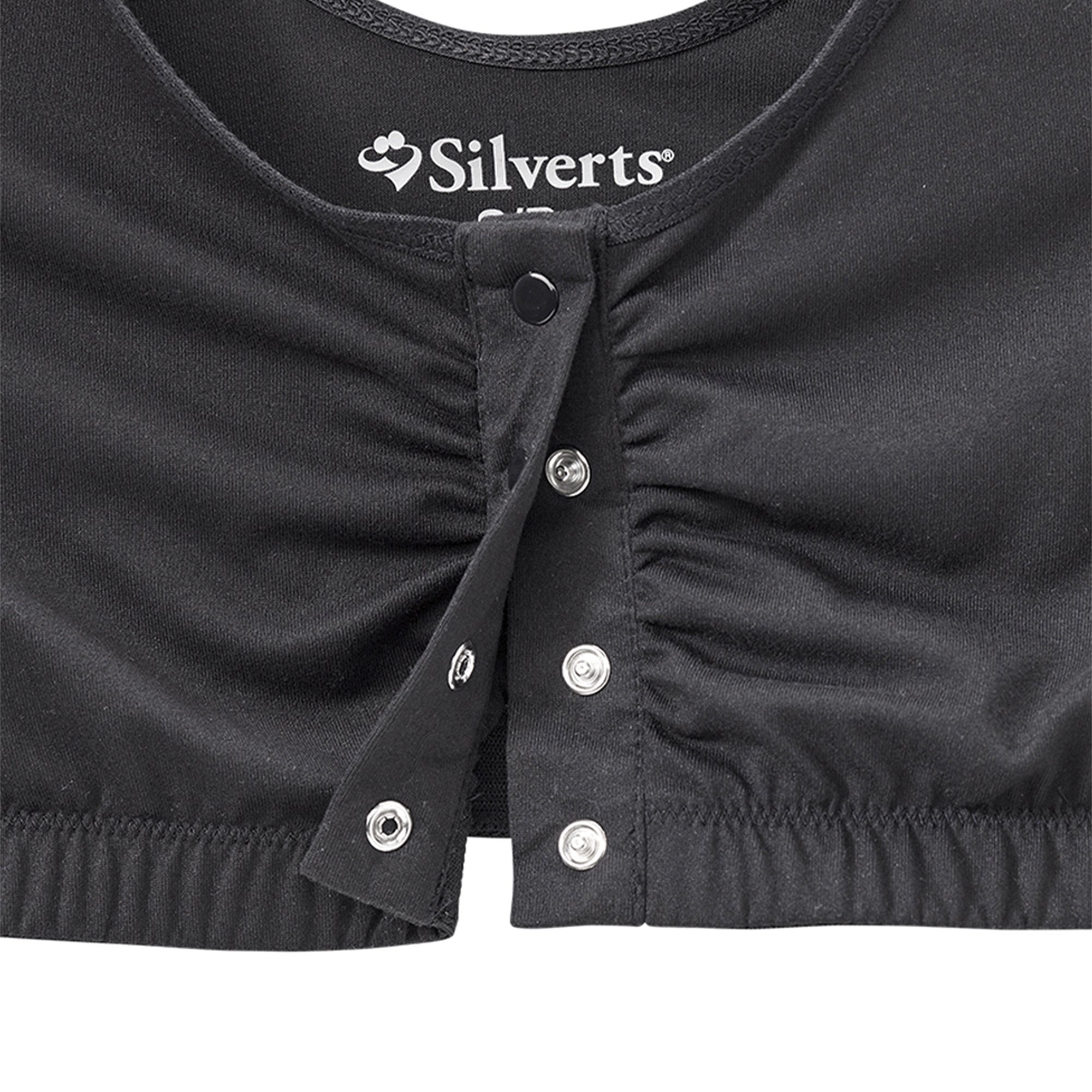 Silverts® Adaptive Front Snap Closure Bra, 2X-Large, Black (1 Unit)