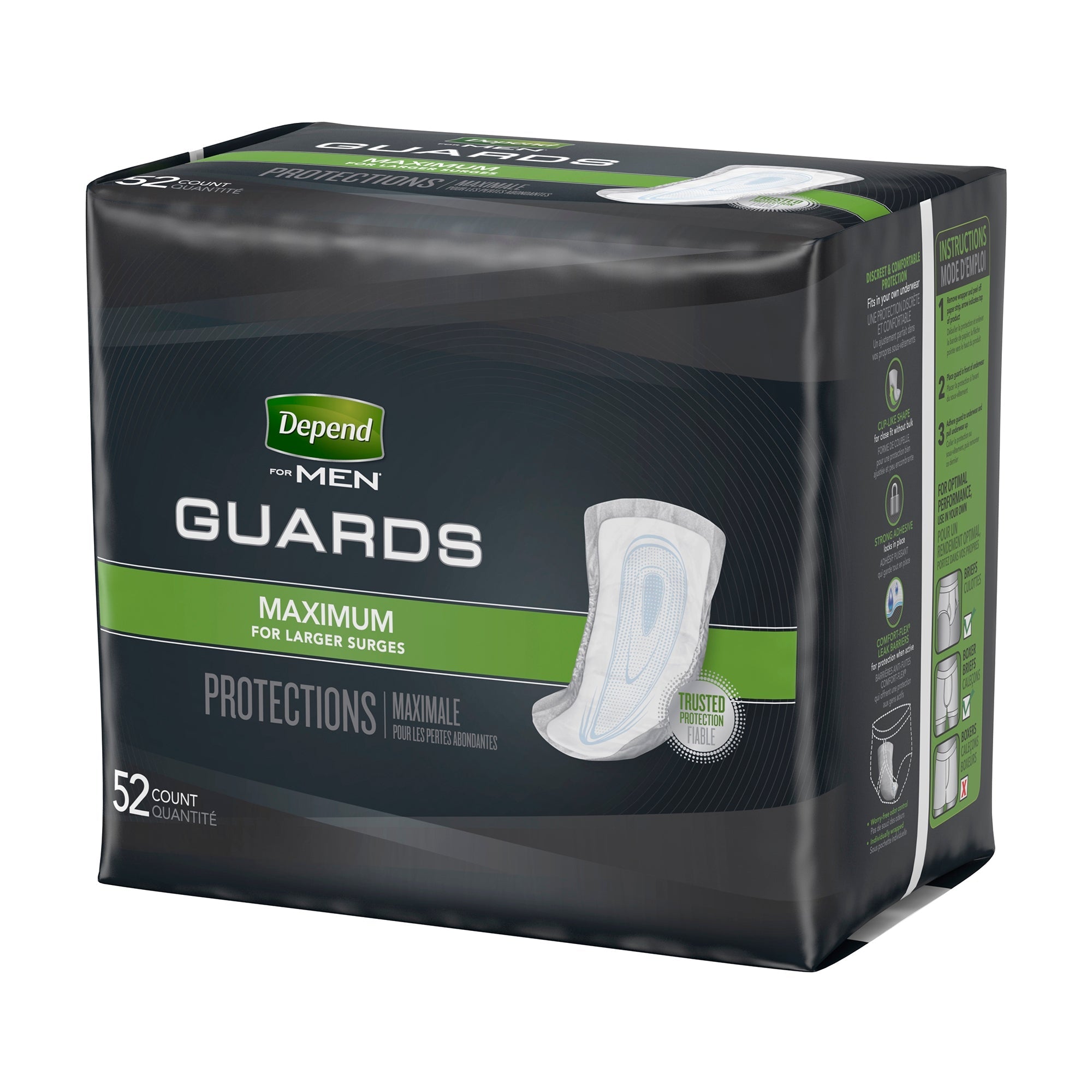 Depend Guards for Men: Maximum Absorbency Incontinence Pads, 12" - 52 Pack