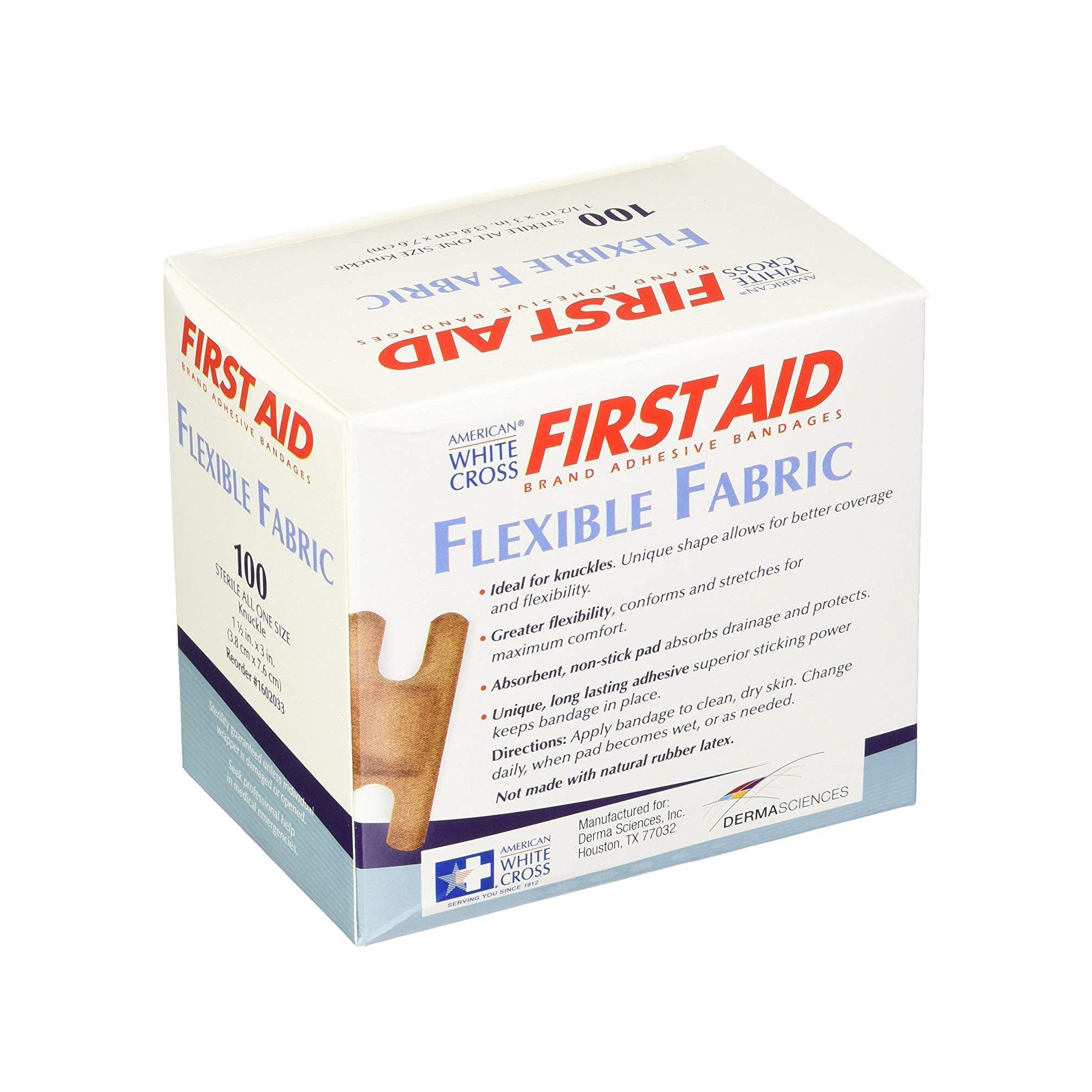 American® White Cross Adhesive Strip, 1-1/2 x 3 Inch (100 Units)