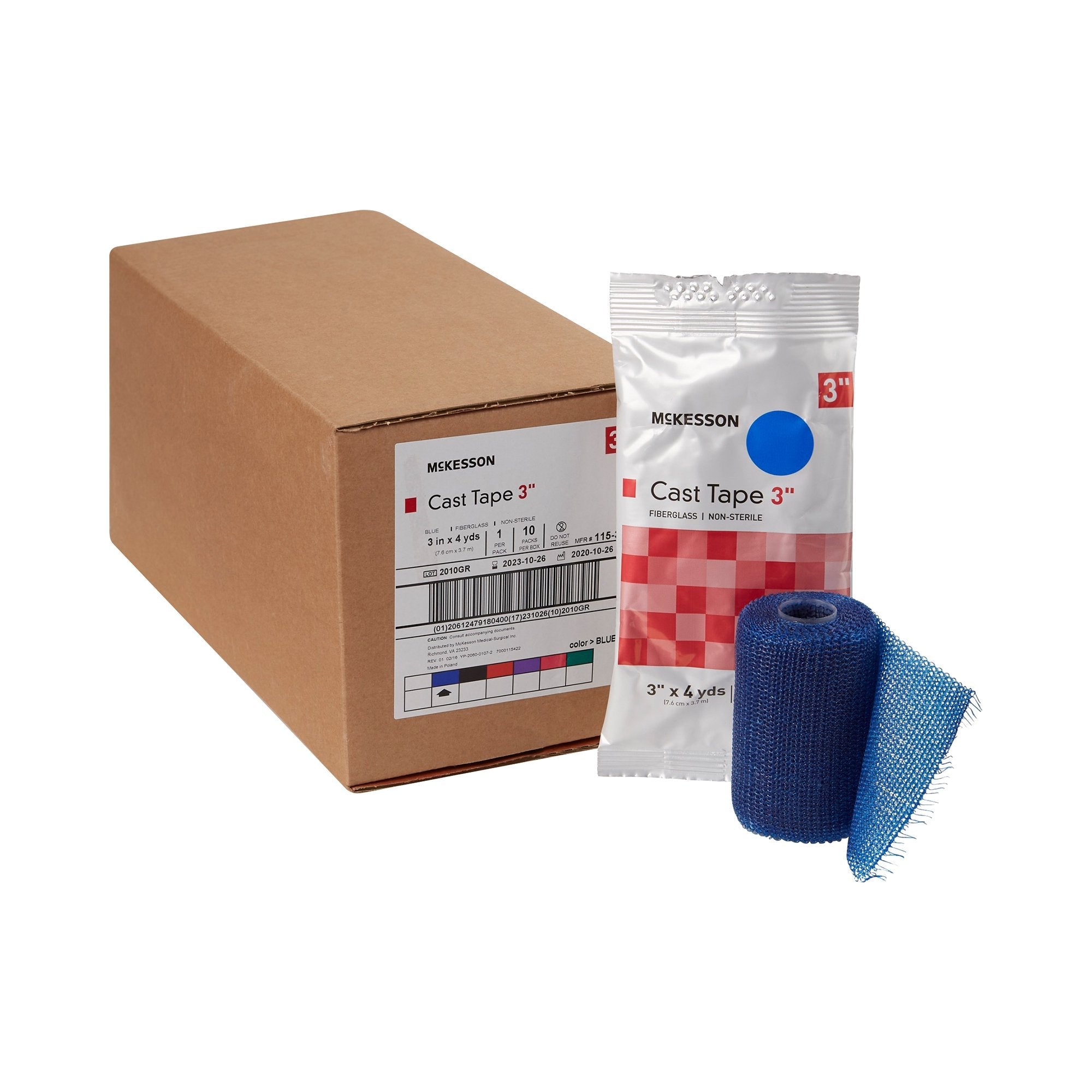 McKesson Blue Cast Tape, 3 Inch x 4 Yard (10 Units)