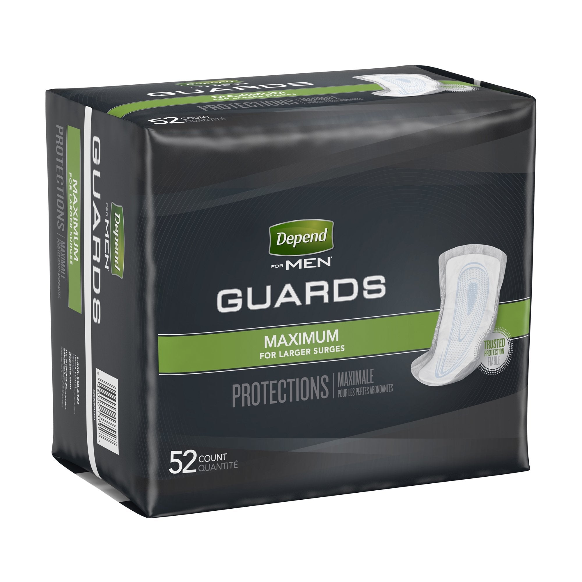 Depend Guards for Men: Maximum Absorbency Incontinence Pads, 12" - 52 Pack