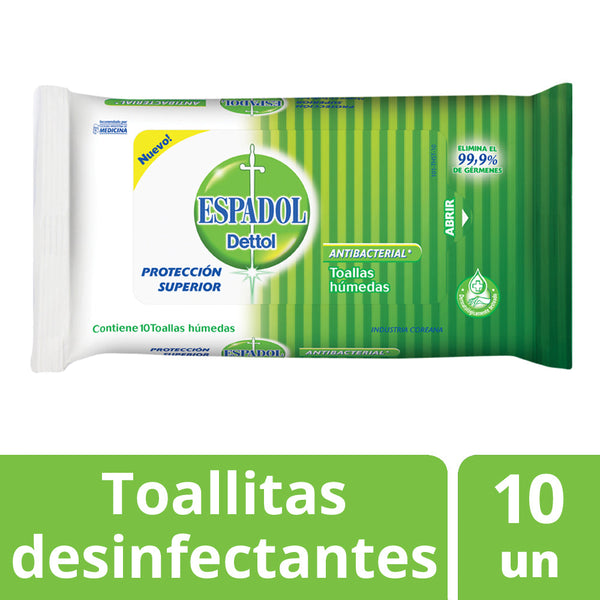 10 Pack of Espadol Antibacterial Towels: 99.9% Germ Elimination, Soft Texture & Hypoallergenic