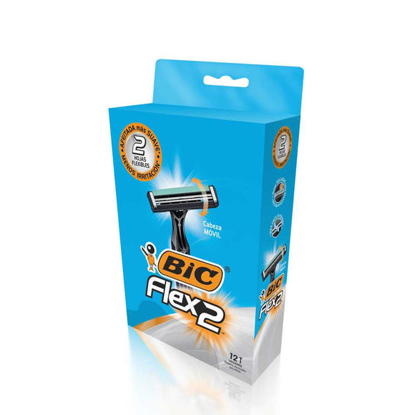 12 Units of Bic Flex 2 Bic Shaver ‚Close, Smooth Shave with Ergonomic Design & Hypoallergenic Blades