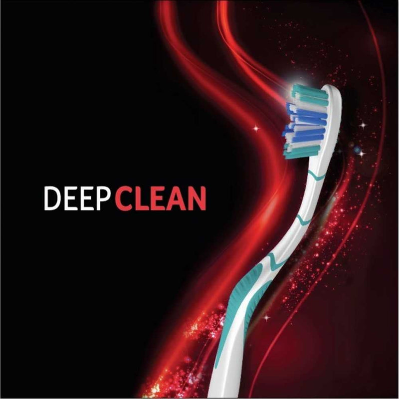 2 Pack Medium Close Up Deep Clean Toothbrush with Soft Bristles, Ergonomic Handle & Unique Tongue Cleaner