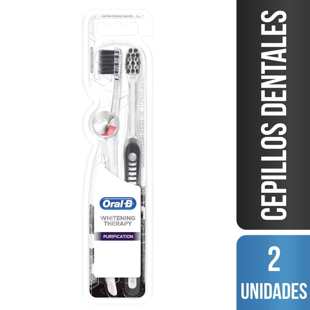 2 Pack Oral B Toothbrushes Whitening Therapy Purification Gentle - UltraThin Bristles, Compact Head, Extra Soft Bristles