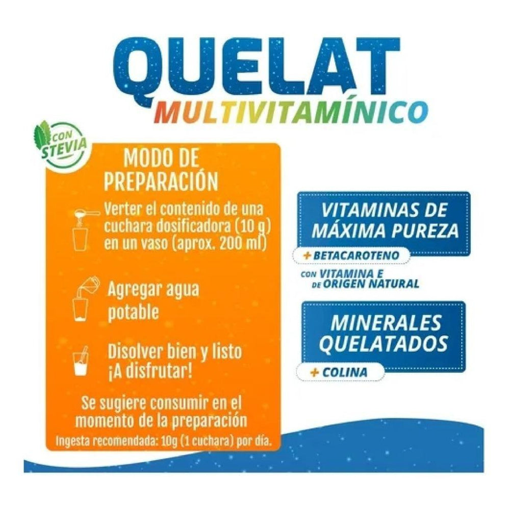 2-Pack Quelat Multivitamins Supplement - 300 Grs/10.58 Ounces - 12 Vitamins, 9 Mineral Chelates, High Purity Vitamins &amp; High Bioavailability of Nutrients.