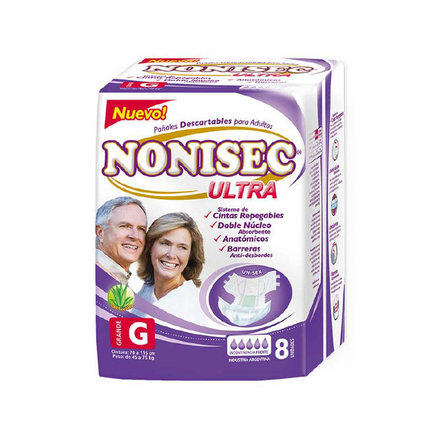 8 Units of Anatomic Adult Diapers Nonisec Elastizados G for Comfort and Protection