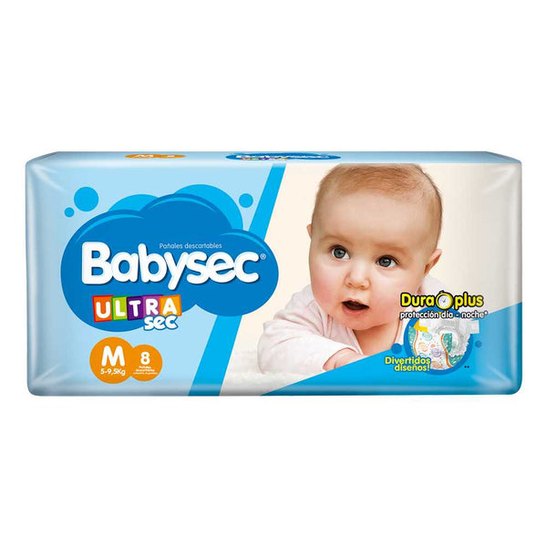 8 Units of Babysec Ultra Sec Medium Diapers | Leakage Control, Wetness Indicator, Hypoallergenic, Alcohol-Free & Fragrance-Free