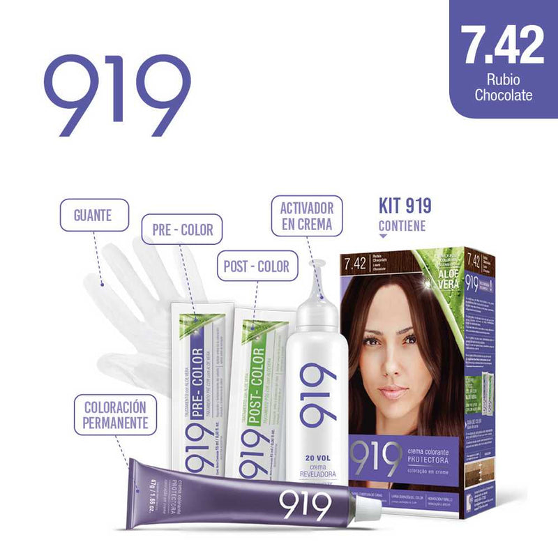 919 Chocolate Blonde Coloring Kit: Ammonia-Free Permanent Color with Natural-Looking Highlights and Intense Shine