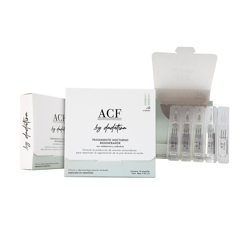 ACF Regenerating Night Treatment X 10 Ampoules - Intense Hydration, Anti-Aging, Brightening, Nourishing, and More 3Ml / 0.27Fl Oz