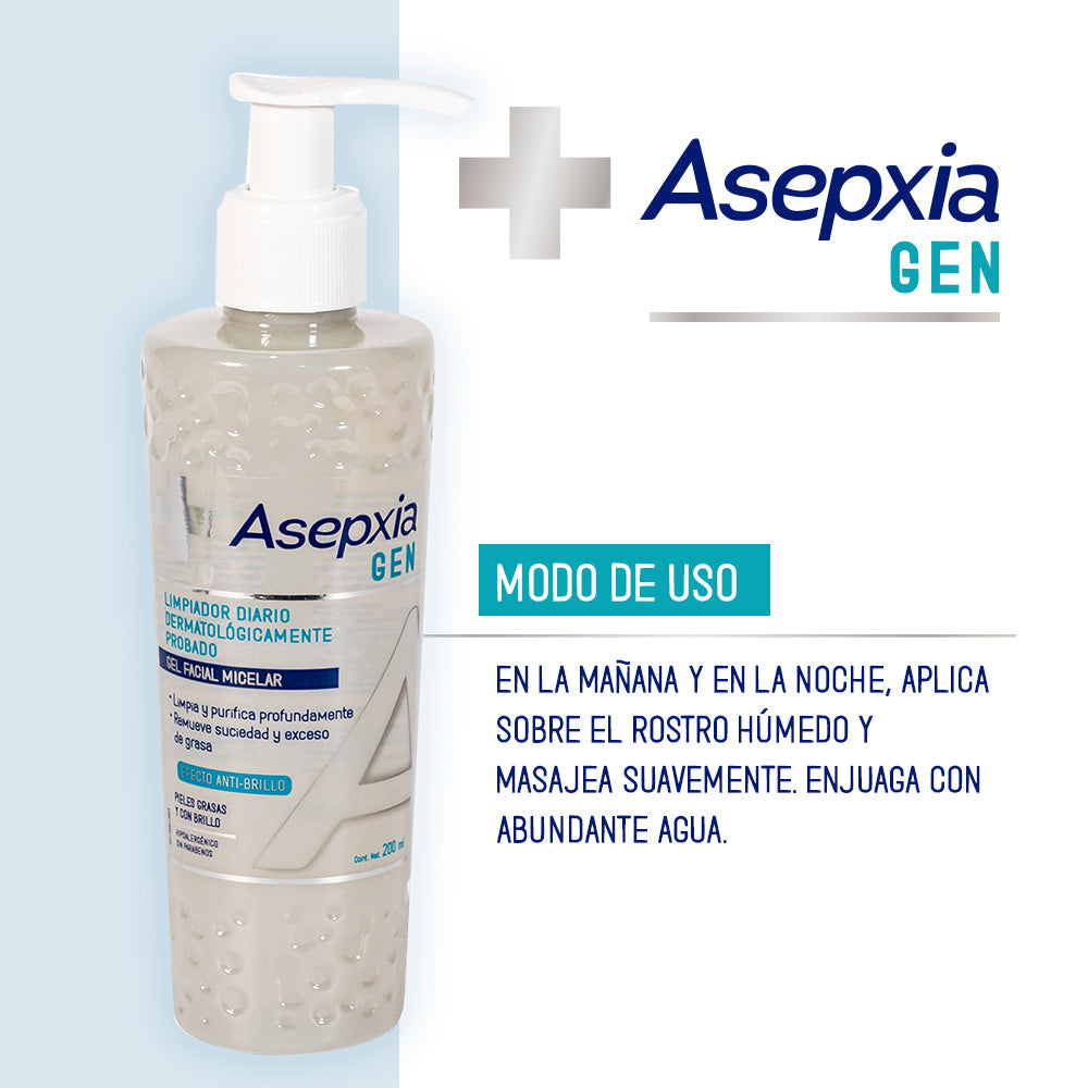 Asepxia GEN Micellar Facial Gel [200ml/6.76fl oz] - Non-comedogenic, Non-irritating, Deep Cleaning, Moisturizing & Oil Control