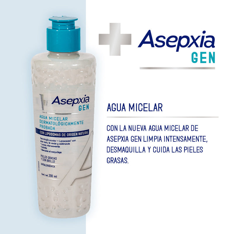 Asepxia GEN Miclar Water (200ml/6.76fl oz) - Non-Greasy, Aloe Vera, Moisturizing & Lightweight Formula