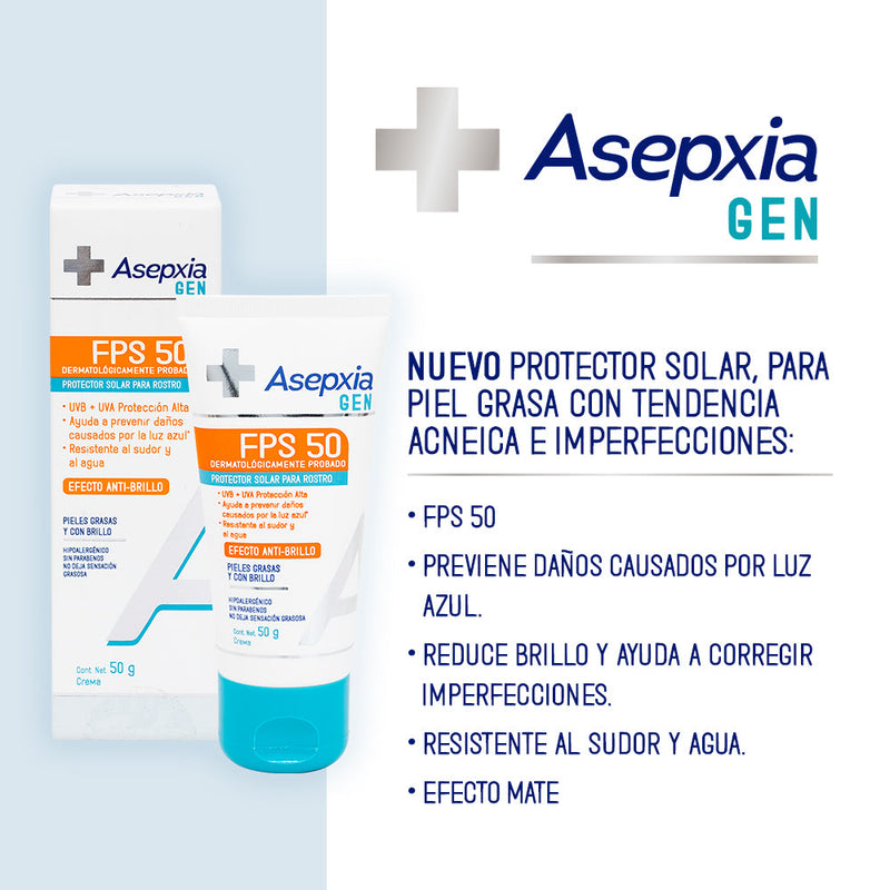 Asepxia Gen Protector FPS 50 - Non-Comedogenic, Antioxidant, Long-Lasting, Non-Greasy & Easy Application (50Gr / 1.69Oz)