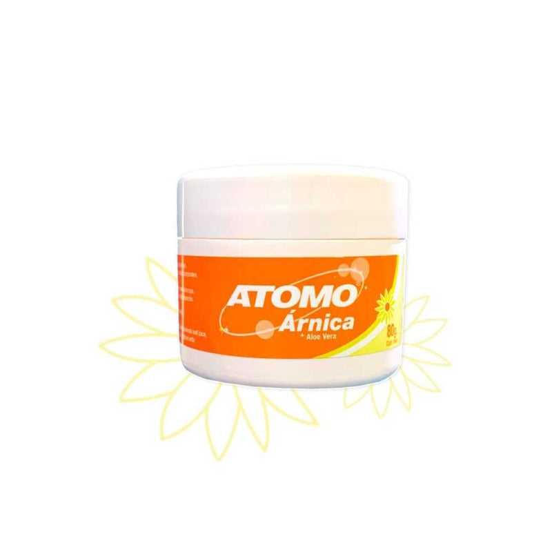 Atomo Arnica Pot: Extract of Arnica Montana with Aloe Vera, Analgesic, Rubefacient, Anti-inflammatory and Other Properties (80gr / 2.82 oz)