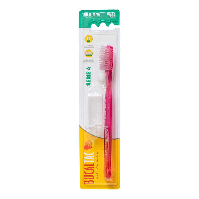 Bucal Tac Series 4 Soft Toothbrush | Ergonomic Design w/ Non-Slip Handle & Interdental Brush