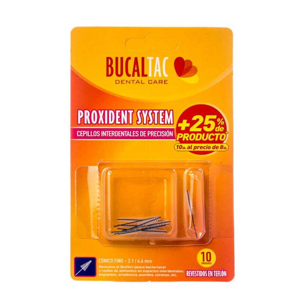 Bucal Tac Tac Fine Tapered Interdental Brush 2.1/4.6 mm | Easy to Use, Durable & Long-Lasting | Non-Slip Grip & Flexible Neck | Color-Coded & Multiple Sizes