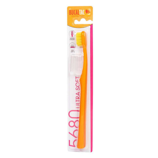 Buccal Tac 5680 Toothbrush For Adults With Cap - Soft & Gentle Bristles, Ergonomic Handle Design for Comfort Grip