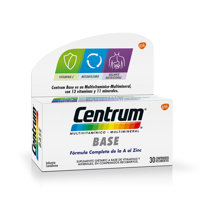 Centrum Base 30 Unit Pack ‚Essential Vitamins & Minerals, Gluten-Free, Dairy-Free, Soy-Free, Non-GMO, No Artificial Colors/Flavors/Preservatives