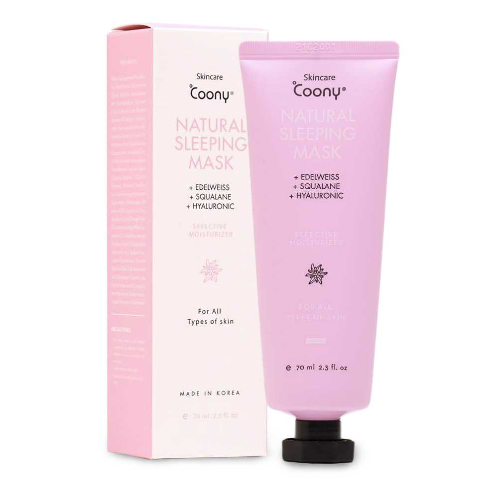 Coony Natural Sleeping Mask: Hydrating Night Moisturizer with Edelweiss & Hyaluronic Acid (70ml)