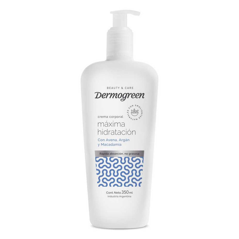 Dermogreen Maximum Hydration Body Cream - Non-Greasy Formula with Natural Ingredients, Vitamin E, Aloe Vera & Shea Butter 350Ml / 11.83Fl Oz