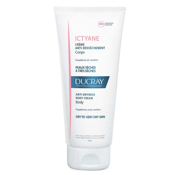 Ducray Ictyane Dry Skin Moisturizing Cream: Fast Absorbing, Highly Moisturizing with Glycerin, Vaseline, Paraben Free & 48 Hours of Moisturizing 200Ml / 6.76Fl Oz
