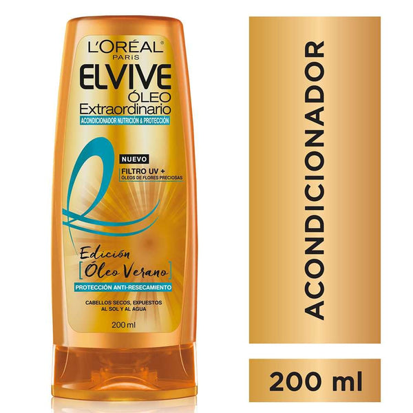 Elvive Loreal Paris Extraordinary Oil Conditioner Summer Edition - Nourish & Shine Hair with 6 Precious Flower Oils (200Ml / 6.76Fl Oz)