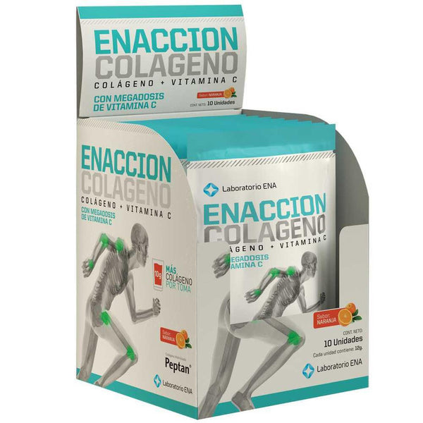 Enaccion Collagen Orange Sports Supplements (10 Envelopes Ea.) - High Quality Peptides, Vitamin C, and Natural Ingredients