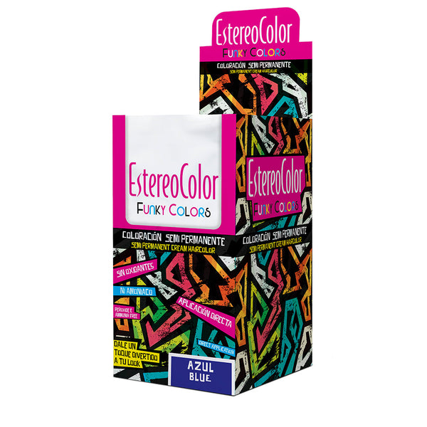 Estereocolor Funky Colors Blue Shade - Non-Oxidizing, Ammonia-Free Hair Color with Long-Lasting Results (6-12 Washes)