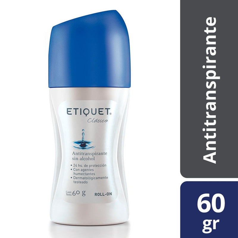 Etiquet Roll On Classic Deodorant: 24h Protection, Alcohol-Free, Dermatologically Tested & More 60Gr / 2.02Oz