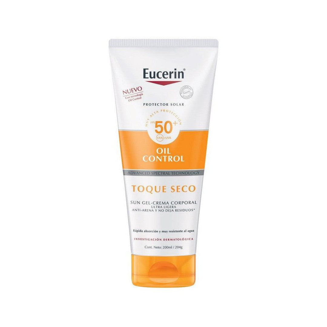 Eucerin Sun Body Gel Cream Dry Touch SPF 50+ (200ml/6.76Fl Oz) with UVA/UVB Protection, Anti-Sand Formula & Skin Care Benefits