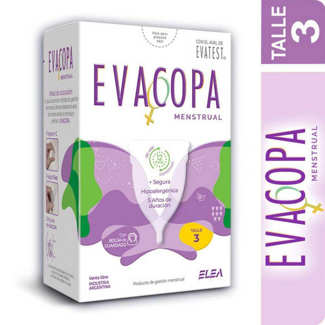 Evacopa Menstrual Cup Size 3 D48 - Reusable up to 10 Years, Leak-Proof Design & Odor-Free