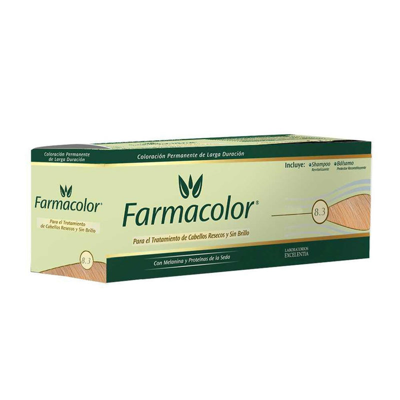 Farmacolor 8.3 Individual Hair Coloring - 47gr/1.65oz with Shampoo, Balm, and Leaflet for Natural-Looking Results