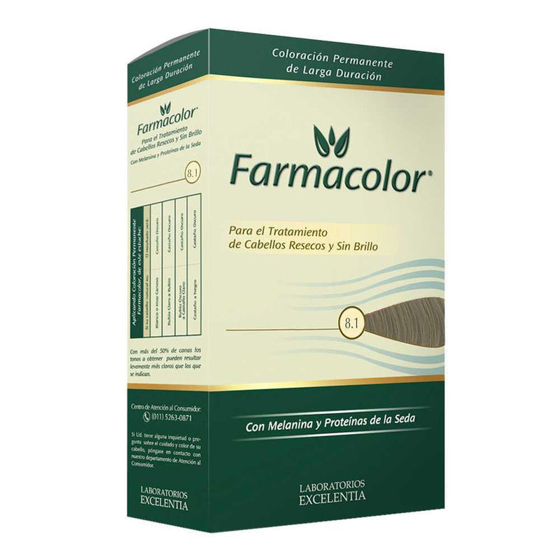 Farmacolor Hair Coloring Kit N8.1 Light Rubiio Ash - 47Gr/1.65Oz - Ammonia-Free Permanent Color