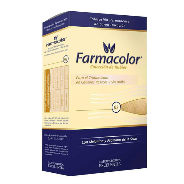 Farmacolor Individual Hair Coloring Kit Color Nbr 02(47Gr / 1.65Oz) - Long-lasting Color with Easy to Use Permanent Dye and Accessories