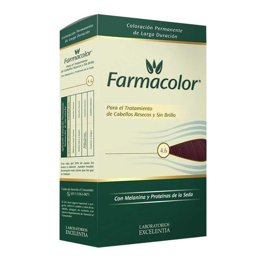 Farmacolor Individual Hair Coloring Kit Nbr 4.6: 47Gr / 1.65Oz, Ammonia-Free Permanent Dye with Activating Cream, Balm, Shampoo & Gloves