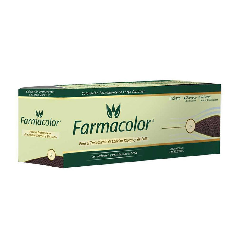 Farmacolor Individual Hair Coloring Nbr 5 - 47gr/1.65oz Permanent Ammonia-Free Paraben-Free with Tincture Knob, Shampoo, Balm & Leaflet