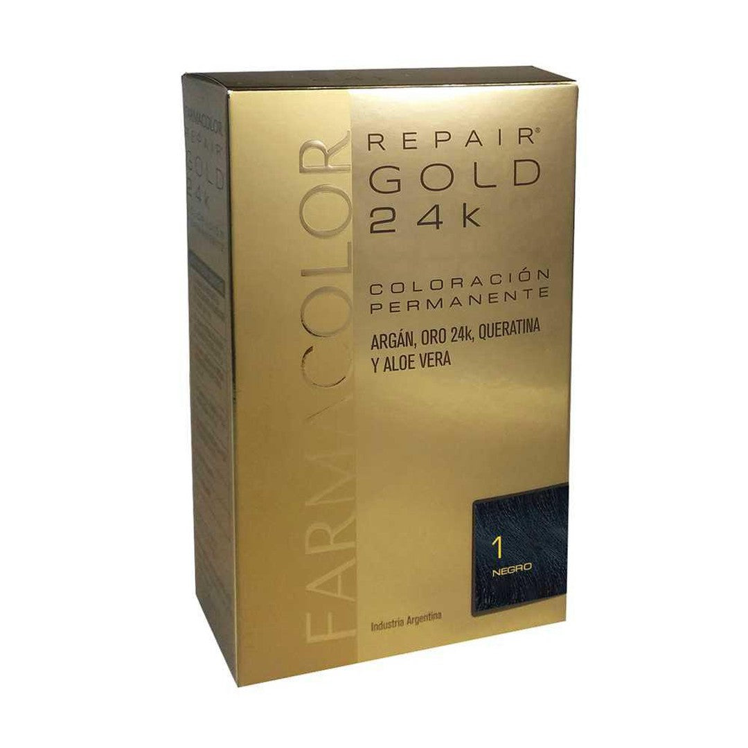 Farmacolor Repair Gold N1 Black: (47Gr / 1.65Oz)Protective Coloring Cream for Natural Looking Results