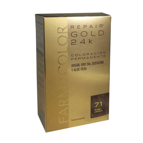 Farmacolor Repair Gold N7.1 Ash Blond: (47Gr / 1.65Oz)Ammonia-free Permanent Hair Dye with Gold Pigments for Natural-looking Results