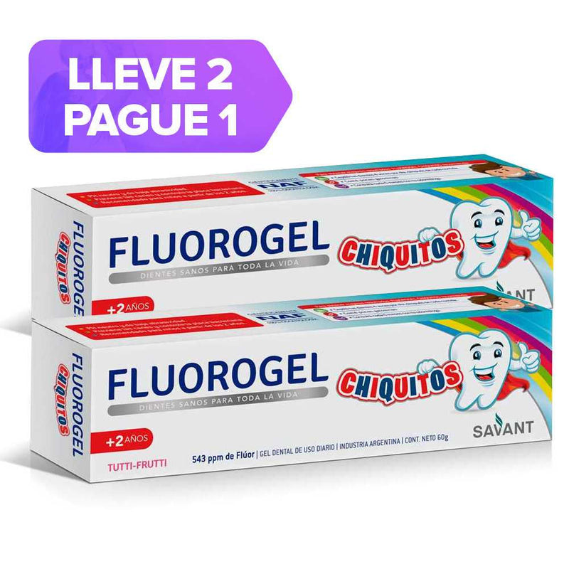 Fluorogel Kids Tutti Frutti Dental Gel with Fluoride & Xylitol - 2 Units (60Gr/2.02Oz) - Paraben Free, Gluten Free, Lactose Free