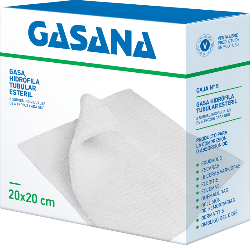 Gasana Gauze N5 Box 20X20 Cm: 100% Natural Cotton, Non-Irritating, High Absorbency, Sterilized & Reusable