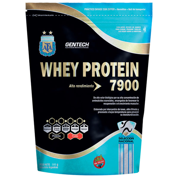 Gentech Whey Protein 7900 Strawberry Flavor (500Gr/16.9Oz) - Low Fat, Low Carb, Gluten Free, Natural Source of BCAAs