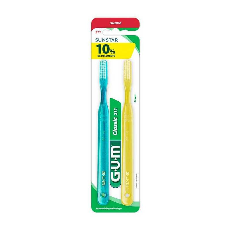 Gum Classic Soft Dental Brush 211 (2 Units Ea.) for Gentle Cleaning and Comfort