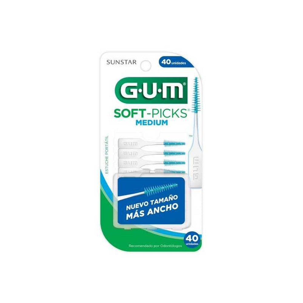 Gum Dental Chopsticks Soft Picks Medium (40 Units) - Ergonomic Design for Easy Plaque Removal